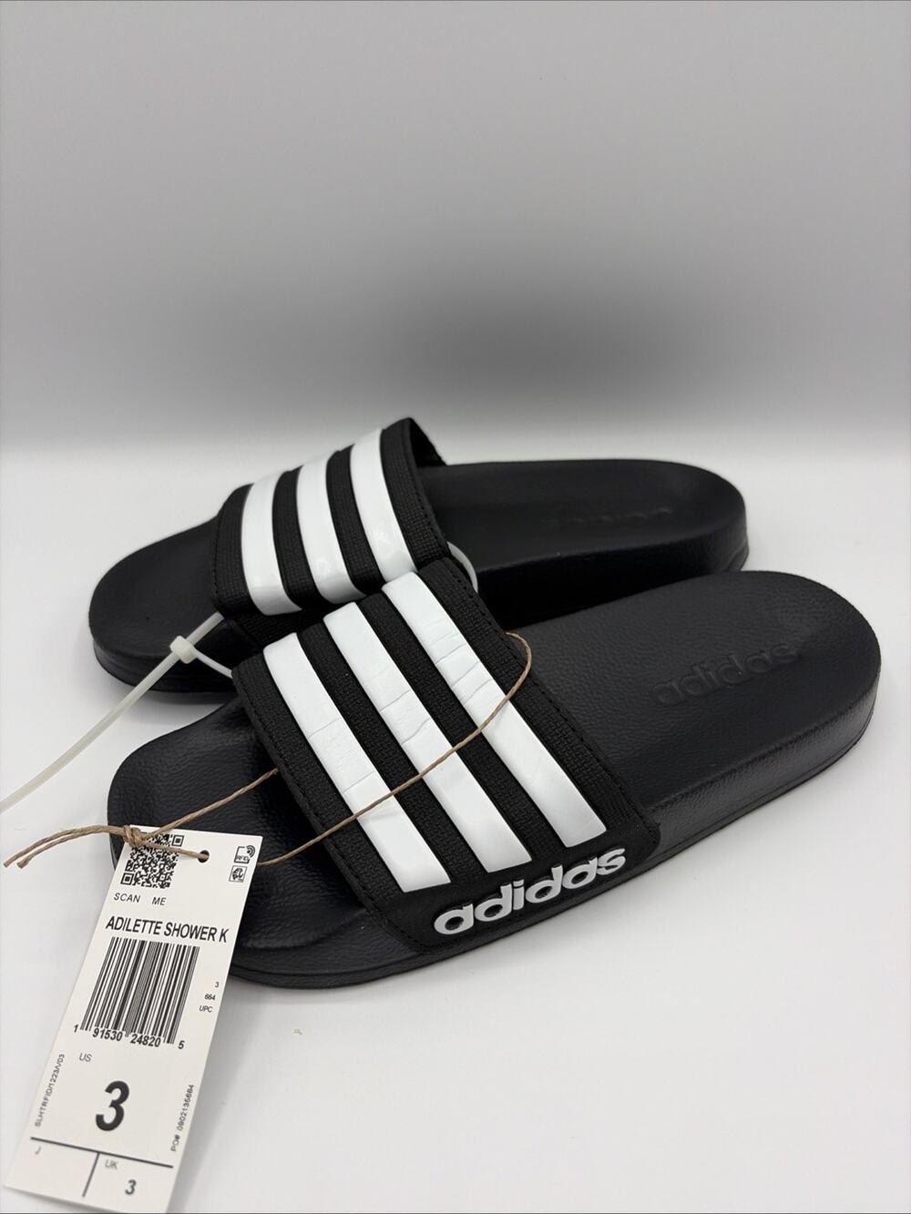Adidas Adilette shower K slide sandal black white unisex kid's G27625 US Sz 3